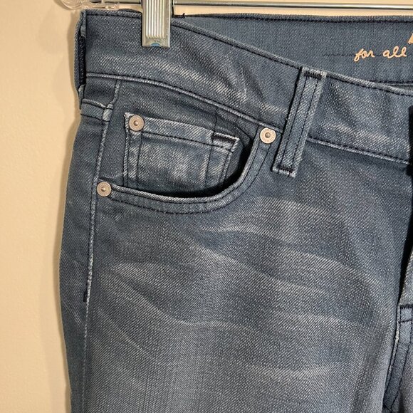 7 For All Mankind Gray Blue Low Rise Crop Dojo Jeans, Size 28 - Picture 3 of 12